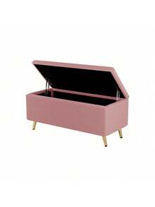 2 Pieces Bedroom Sets Queen Size Upholstered Bed Frame, Modern Corduroy  Storage Ottoman,Pink - 粉紅色+實木+MDF+大床+2件套裝 - 查看 7