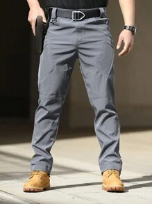 Pantalones Tácticos Militares Hombres Pantalones cargo con bolsillo lateral con solapa  con detalle de cremallera