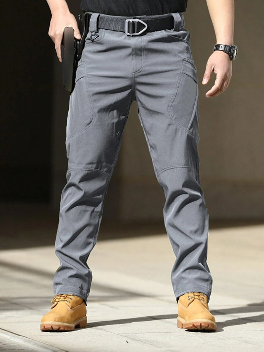 Pantalones Tácticos Militares Hombres Pantalones cargo con bolsillo lateral con solapa  con detalle de cremallera
