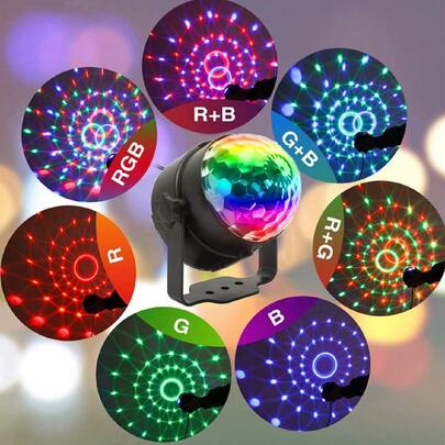 RGB 迪斯科球灯 - USB 供电带遥控投影仪灯，适合家庭房间使用、派对、婚礼、卡拉 OK 装饰氛围照明