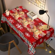 1/20pcs Waterproof Oil-Proof Rectangular Tablecloth - Festive Gingerbread Print, Woven Polyester Cover, Machine Made Table Linen For Dining And Coffee Table,Christmas Decoration - Multicolor - View 14