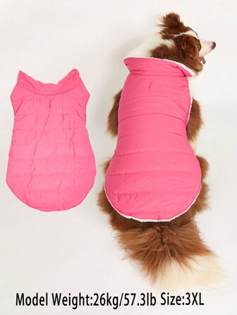 1 pièce Gilet en polaire chaud pour chien de taille moyenne/grande, de couleur unie et de conception simple avec boucle et crochet, convient pour les retrievers dorés en automne/hiver