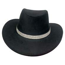 Velvet Cowboy Hat With Rhinestone Band SUPER SUPER SHINE - 黑色 - 查看 2