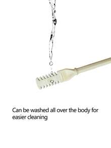 手动双面旋转鼻毛修剪器，清理鼻毛、掏耳勺二合一，无需电池，小巧方便携带，全身清洗，出差、旅行、工作、上学、居家，顶部弧形设计，全包裹梳子保护，不伤鼻道，家人、朋友、个人护理必备 - 米色 - 查看 4