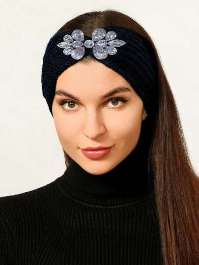 Elegant Casual Cute Polyester Knit Sports Headband, Stretchy Warm Letter Pattern Hair Hoop Band For Women, Autumn & Winter Valentine's Day Turban Headband, Hairband Fall Hair Band Hair Accessories For Women For Vacation Outfits Woman Elegant Scarf Women Bandana Soft Headwrap