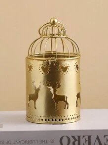 1 chiếc chân nến lồng chim và hươu phong cách Bắc Âu bằng sắt, đồ trang trí trung tâm bàn lãng mạn, đồ trang trí Giáng sinh (Không bao gồm nến) - Nhiều màu - Xem 7