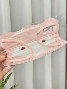 10pcs V-Shaped Face Blush Cinnamon Cartoon Cute High-Quality Disposable Eye-Protecting Mask, Slim Face Mask, Individual Packaging - Multicolor - View 4