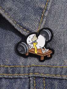 1pc Weightlifting Broken Egg Enamel Pin Custom Funny Cute Metal Brooches Lapel Backpack Badge Jewelry Accessories Gift For Friends - Multicolor - View 4