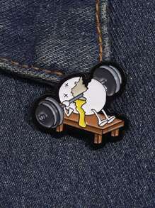 1pc Weightlifting Broken Egg Enamel Pin Custom Funny Cute Metal Brooches Lapel Backpack Badge Jewelry Accessories Gift For Friends - Multicolor - View 5