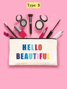 1pc Y2K Style Rainbow Letter Print Colorful Letter Design Funny Makeup Pouch Portable Toiletry Bag For Travel Makeup Bag Make Up Organizer Makeup Storage Cosmetic Bag Wash Bag Bathroom College Dorm - Multicolor - View 11