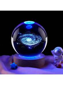 一颗3D雕刻的太阳系水晶球，一盏在银河系星空下漫步的彩色夜灯，一份桌面装饰的圣诞节情人节礼物，以及一个天文爱好者的生日派对 - 彩色光 - 查看 11