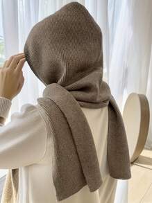 1 chiếc khăn choàng len giả sọc mảnh màu trơn đen/be/nâu/đỏ thời trang dành cho nữ, khăn choàng ấm áp thoải mái, thích hợp cho các buổi đi chơi hàng ngày vào mùa thu/đông - A - Xem 19