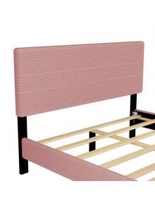 2 Pieces Bedroom Sets Queen Size Upholstered Bed Frame, Modern Corduroy  Storage Ottoman,Pink - 粉紅色+實木+MDF+大床+2件套裝 - 查看 6