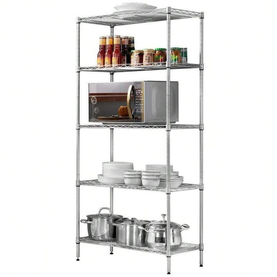 5-Tier Metal Wire Rack Free Standing Shelving Unit Adjustable Heavy Duty Storage - 1 - Xem 1