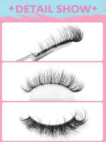 Asiteo 7 Pairs Of New 3D Transparent False Eyelashes With Natural Delicate Faux Mink Lashes, Fluffy Curly Cat Eye False Lashes, Essential For Vacation - 黑色 - 查看 3
