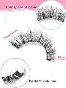 Asiteo 7 Pairs Of New 3D Transparent False Eyelashes With Natural Delicate Faux Mink Lashes, Fluffy Curly Cat Eye False Lashes, Essential For Vacation - 黑色 - 查看 5