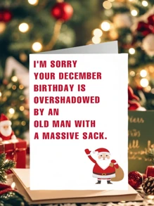 1 Thiệp Giáng Sinh và Sinh Nhật Tháng 12 hài hước - Thiết kế ông già Noel vui nhộn, kèm phong bì màu ngẫu nhiên, món quà lễ hội vui nhộn, món quà nhét vào tất hoàn hảo cho sinh nhật tháng 12, dành cho bạn bè, gia đình và đồng nghiệp. - 2 # - Xem 1