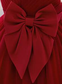 Baby Mädchen Tüll Schleife Pailletten Puff Geburtstagsparty Prinzessinnenkleid, geeignet als Blumenmädchenkleid, Stirnband nicht enthalten - Bordeaux - Übersicht 7