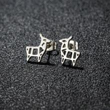 1 对朋克不锈钢耳钉女士日常珠宝女士几何麋鹿燕子芭蕾拼图莲花鸟耳钉可佩戴圣诞珠宝礼物 - 銀色 - 查看 37