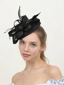 1pc Feathery Striped Bohemian Elegant Court Style Polyester Fiber Face Veil Hair Accessory, Suitable For Weddings, Festivals, And Tea Parties Mini Hats Tiny Hats Derby Hat Fascinator Mini Top Hat Mini Cap, School Stuff, College, Gifts