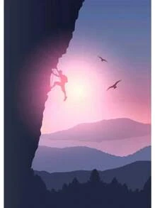 1 件抽象攀岩探险海报和印刷品帆布画山太阳墙壁艺术画适用于客厅家居装饰无框架 - 彩色 - 查看 42