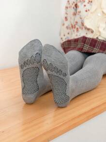 1pc Children's Thick Solid Color Tights,Non-Slip Elastic Warm Leggings, Suitable For Autumn And Winter Non-Slip Dance Socks - Grey - View 4