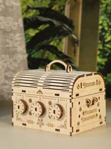 3D Wooden Puzzle DIY Treasure Box Model Building Kits Brain Teaser Projects For Adult Christmas Gifts - Clear - View 2