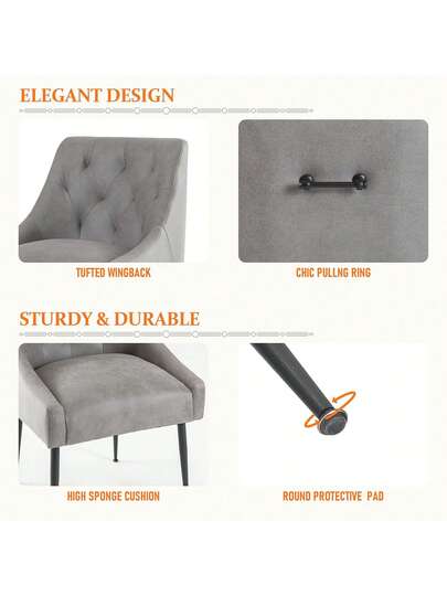 Set Of Dining Chairs Metal Feet, Moderne Kitchen Backrest, Dining/Living Room Lounge view 4