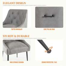 Set Of 2 Dining Chairs With Metal Feet, Modern Kitchen Chairs With Backrest, Dining/Living Room Lounge Chairs - Grey - View 4