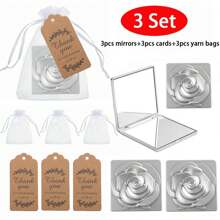 9 件优雅玫瑰化妆镜婚礼化妆派对礼物 - 便携且适合旅行，配有感谢标签和欧根纱袋，非常适合婚礼礼物、新娘送礼会、单身派对和圣诞节 - 彩色 - 查看 13