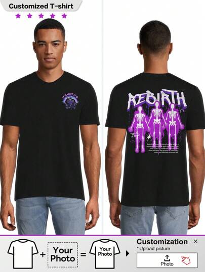 CUSTOMIZED Boyfriend Style Men's Angel And Slogan Print T-Shirt, Cheer,Fashion Design,Gift