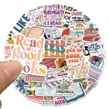 50张卡通阅读贴纸，适用于书籍、Kindle、黑胶唱片、水瓶、吉他、行李箱、手机、笔记本电脑，是绝佳的礼品。 - 彩色 - 查看 5