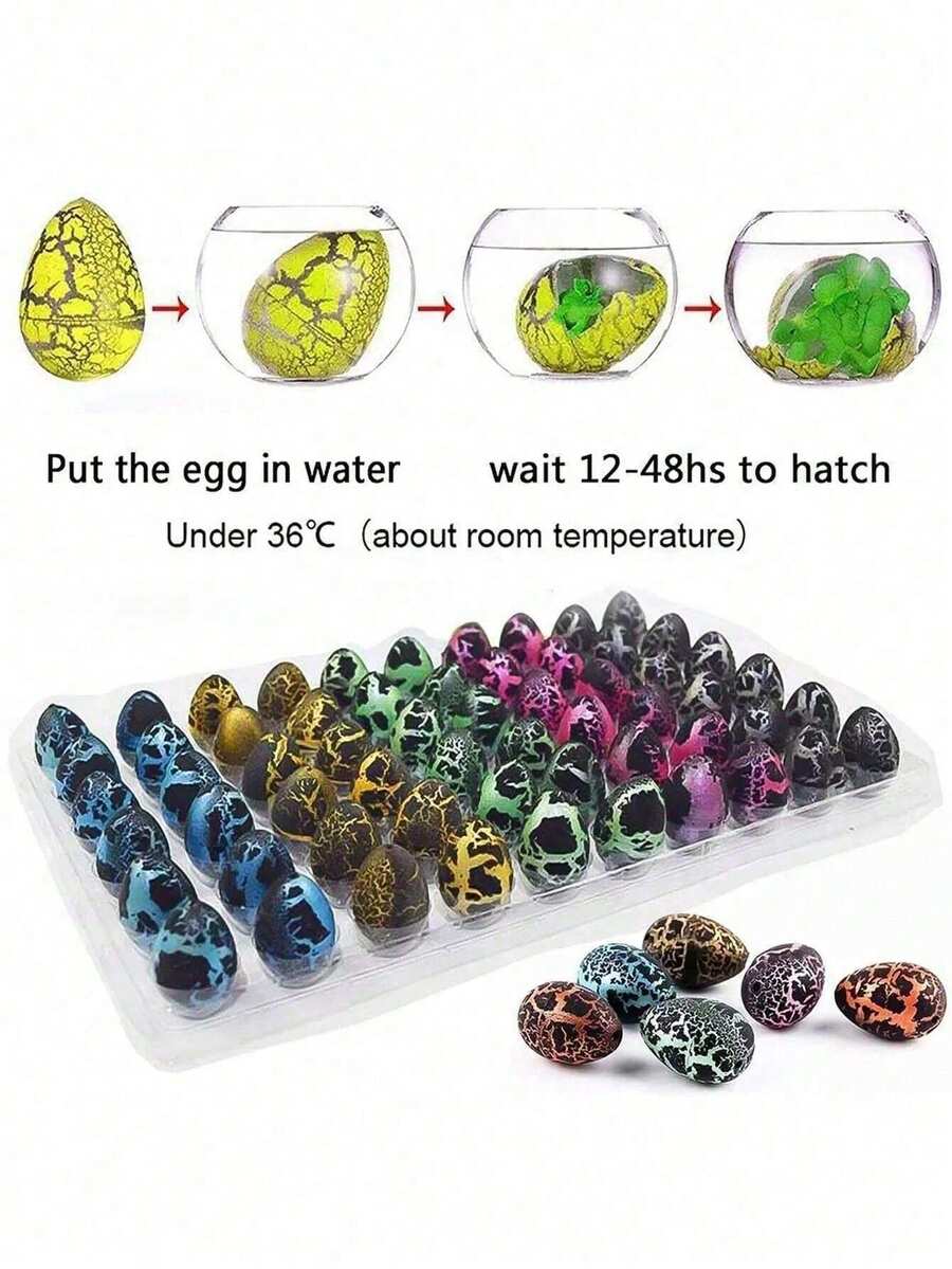 Random Delivery, Easter Dinosaur Egg Toys - Dinosaur Eggs That Grow In Water, Easter Basket Filler, Hatch Crack Science Kit, Novelty Toy, Easter Gift, Assorted Color Dinosaur Eggs That Hatch And Grow