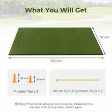 Golf Hitting Mat, Artificial Turf Mat For Indoor Outdoor Golf Training With 2 Rubber Tees & 2 Alignment Sticks, Golf Training Mat For Home Backyard Garage, 5 X 3 FT - Green - View 3