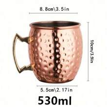 1PC.60/350/530ML-- Mule Mugs , Hammered Copper Cups With 304 Stainless Steel Lining And Golden Brass Handles, Perfect For Cold Drinks, Bars, Parties, Gifts