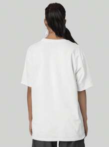 The End Women's Oversized T-Shirt 100% Cotton Casual Workout Top - trắng - Xem 2