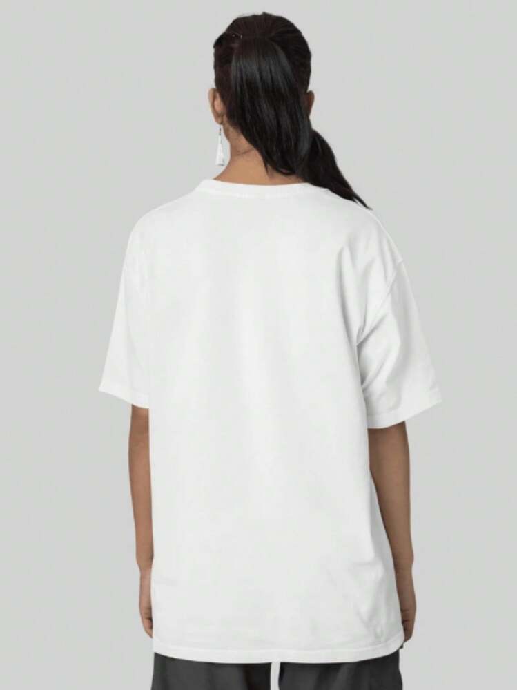 The End Women's Oversized T-Shirt 100% Cotton Casual Workout Top - trắng - Xem 2