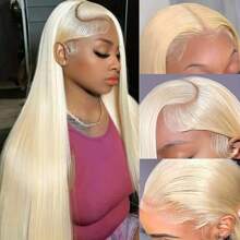 613 13x6 Lace Front Wig Human Hair Blonde 13X6 HD Transparent Lace Front Wigs Human Hair 200% Density Blonde Wig Human Hair 613 HD Straight Lace Frontal Wigs Human Hair - S613 - 查看 2