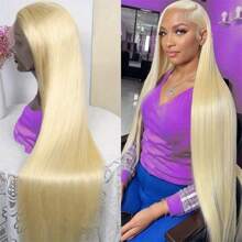 613 13x6 Lace Front Wig Human Hair Blonde 13X6 HD Transparent Lace Front Wigs Human Hair 200% Density Blonde Wig Human Hair 613 HD Straight Lace Frontal Wigs Human Hair - S613 - 查看 3
