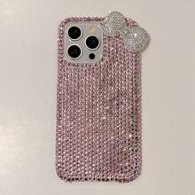 New Luxury Girl 3D Bow Rhinestone Phone Case Compatible With Apple 17 Pro Max, 16 Pro Max, 13/14/15, Shockproof And Elegant - Pink - View 10