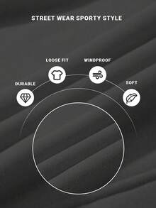 UZISER 休闲学院风宽松防风男士个性化图案斜插手口袋落肩套头连帽衫 - 深灰色 - 查看 6