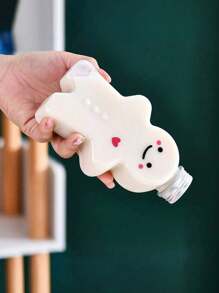 1Set Christmas Gingerbread Man Shaped Plastic Drink Bottles, 350ml/11.83oz - Festive Beverage Containers With Christmas Hat & Scarf For Party Decorations, Holiday Juice Bottles, Xmas Party Decoration Supplies