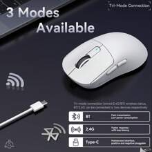 ATTACK SHARK X3 49g Ultralight Mouse, PixArt PAW3395 Gaming Sensor, BT/2.4G Wireless/Wired Gaming Mouse, 26000 DPI, 200 Hours Battery, Office Mice for Win11/PS - Weiss - Übersicht 2