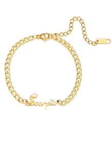 Pulseira Personalizada com Nome Personalizado, Encantos de Aço Inoxidável, Corrente Grossa Gravada com Múltiplas Fontes de Nomes, Pulseira de Corrente NK, Presente para Mulheres, Homens, Joias de Hip Hop, Presentes Personalizados de Aniversário - Dourado - Visão 6