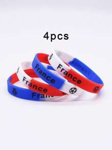 4pcs/Set Silicone Wrist Bands With Various National Flag Colors And Football Decor - National Flag Color Silicone Bracelet - View 13