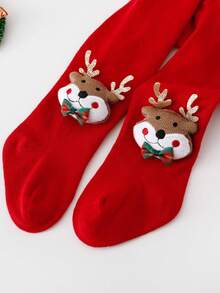 1pc Girls/Infants Red Santa Claus Leggings, Fashionable Tights Suitable For Christmas Holiday