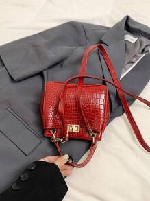 Fashionable Minimalist Solid Color Shoulder Diagonal Mini Handbag For Women - Red - View 6