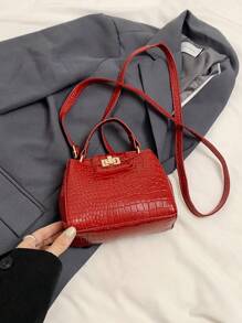 Fashionable Minimalist Solid Color Shoulder Diagonal Mini Handbag For Women - Red - View 8