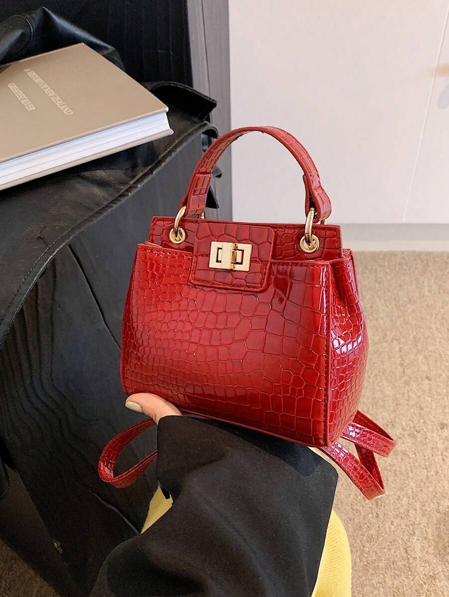 Fashionable Minimalist Solid Color Shoulder Diagonal Mini Handbag For Women - Red - View 1