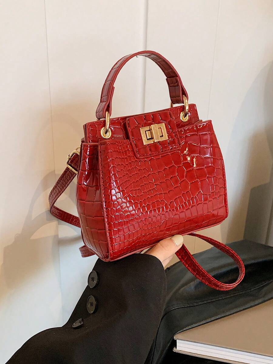 Bolso de mano pequeño minimalista de unicolor y de moda para mujer - Rojo - Ver 1